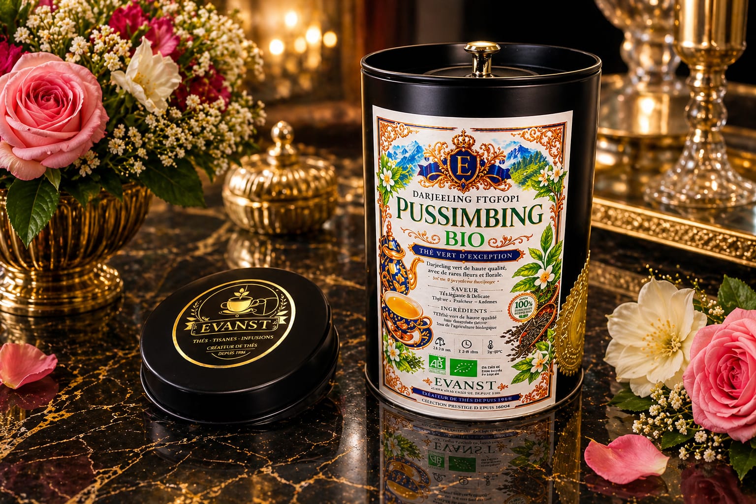 Darjeeling FTGFOP1 Pussimbing BIO  Ecrin Métal Noir